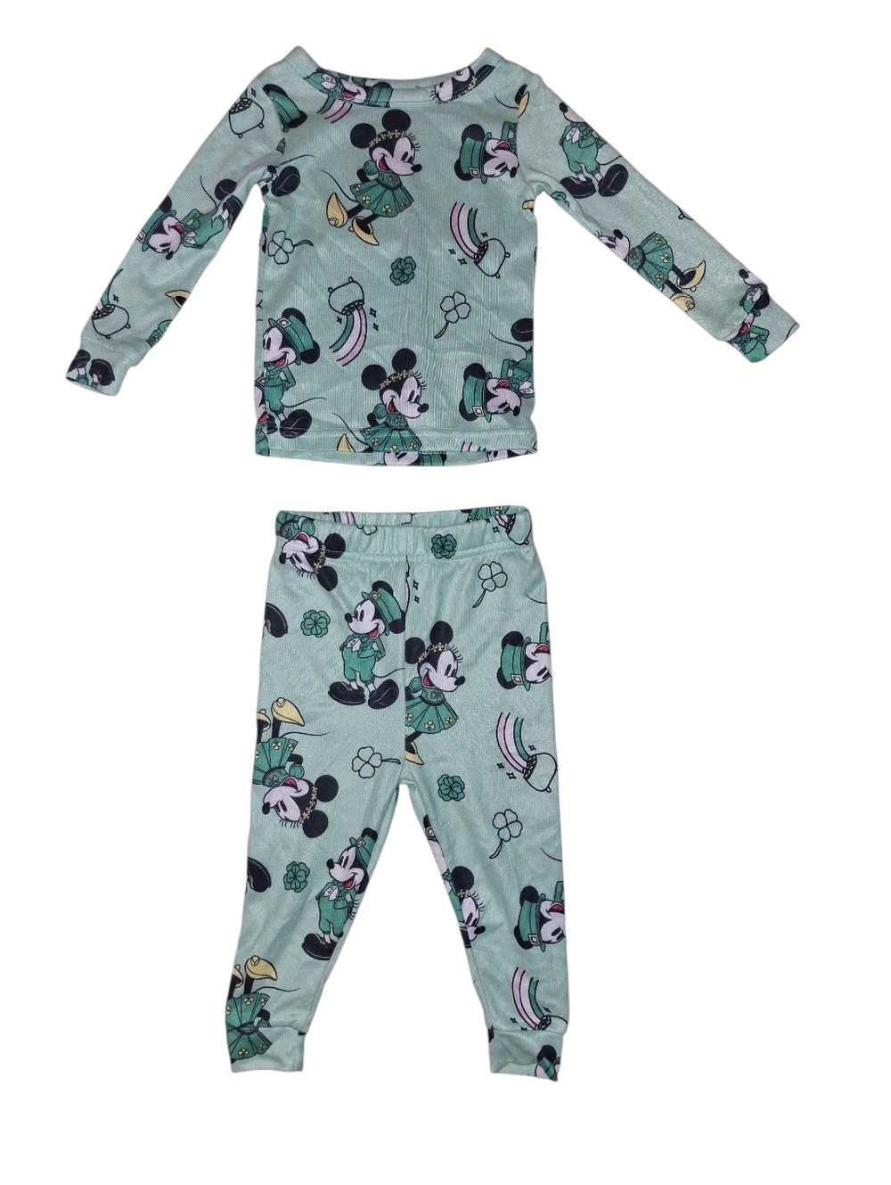 Minnie Mouse St Patricks Day Kids Pajama Set - Long Sleeve Top & Pants